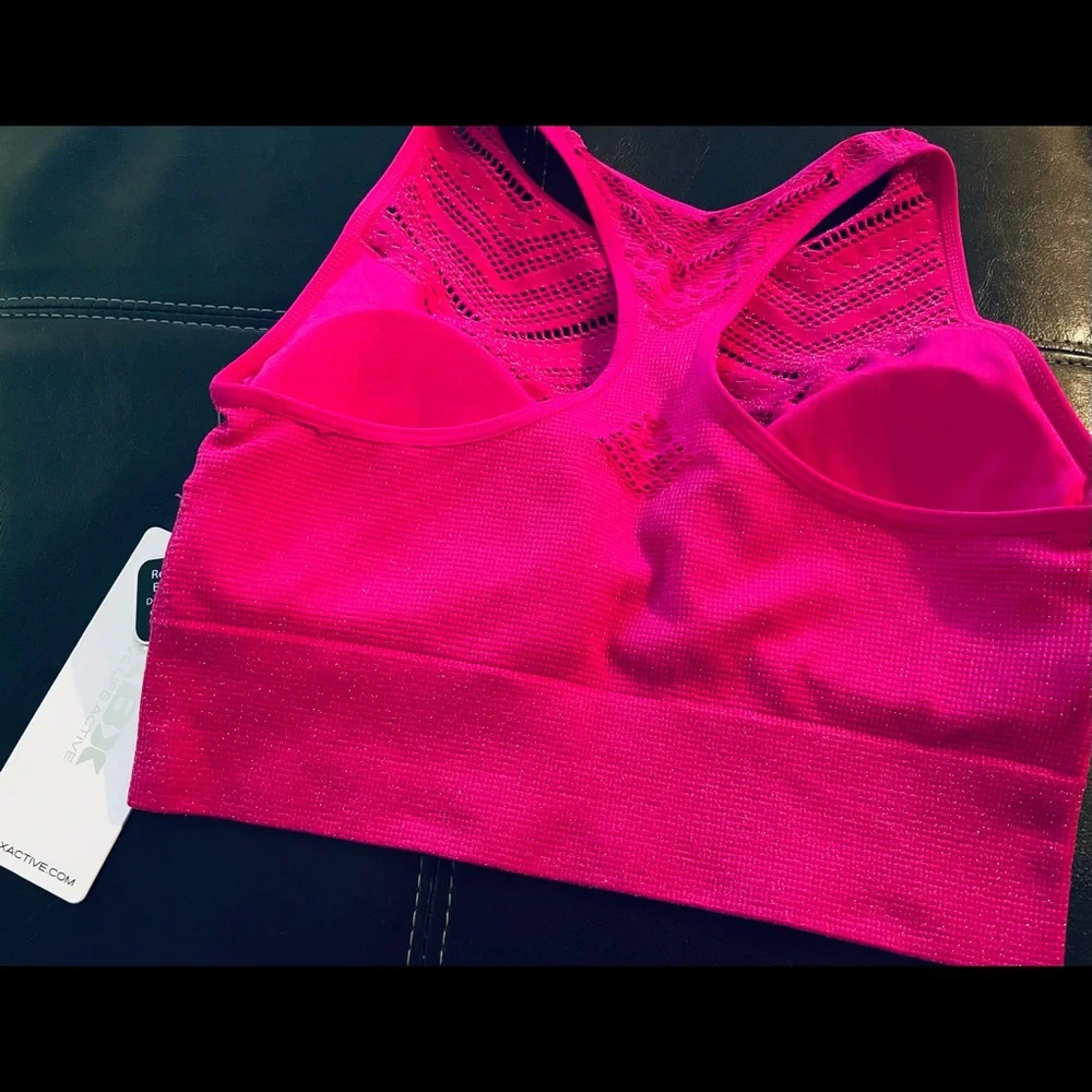NWT RBX Active Pink Metallic Sport T-Shirt Bra